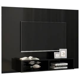 Comodă tv de perete, negru extralucios, 135x23,5x90 cm, pal, 4 image