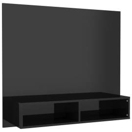 Dulap tv montat pe perete negru extralucios 102x23,5x90 cm pal, 2 image
