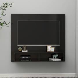 Dulap tv montat pe perete negru extralucios 102x23,5x90 cm pal, 3 image
