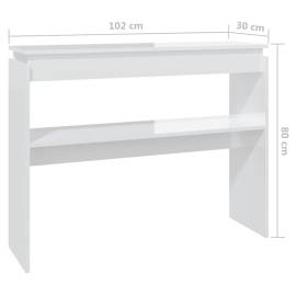 Masă consolă, alb extralucios, 102x30x80 cm, pal, 6 image