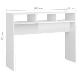 Masă consolă, alb extralucios, 105x30x80 cm, pal, 7 image