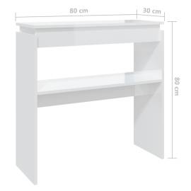 Masă consolă, alb extralucios, 80x30x80 cm, pal, 6 image