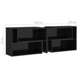 Comodă tv, negru extralucios, 149x30x52 cm, pal, 8 image