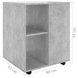 Dulap cu roți, gri beton, 60x53x72 cm, pal, 9 image