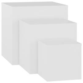 Măsuțe laterale, 3 buc., alb, pal, 2 image