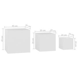 Măsuțe laterale, 3 buc., alb, pal, 9 image