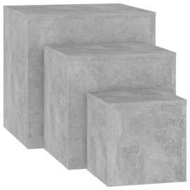 Măsuțe laterale, 3 buc., gri beton, pal, 2 image