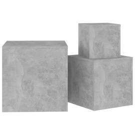 Măsuțe laterale, 3 buc., gri beton, pal, 8 image