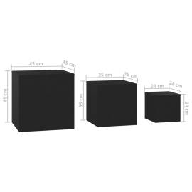 Măsuțe laterale, 3 buc., negru, pal, 9 image