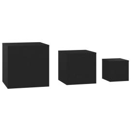 Măsuțe laterale, 3 buc., negru, pal, 6 image