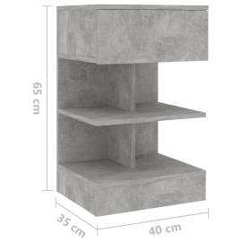 Noptieră, gri beton, 40x35x65 cm, pal, 7 image