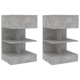 Noptiere, 2 buc., gri beton, 40x35x65 cm