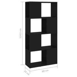 Bibliotecă/separator cameră, negru, 60x24x124,5 cm, pal, 7 image