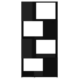 Bibliotecă/separator cameră, negru extralucios, 60x24x124,5 cm, 5 image