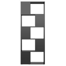 Bibliotecă/separator cameră, negru extralucios, 60x24x155 cm, 5 image