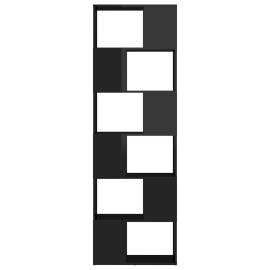 Bibliotecă/separator cameră, negru extralucios, 60x24x186 cm, 5 image