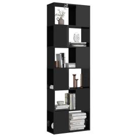 Bibliotecă/separator cameră, negru extralucios, 60x24x186 cm, 4 image