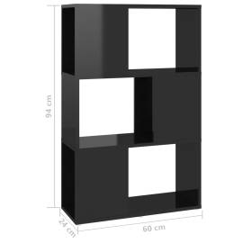 Bibliotecă/separator cameră, negru extralucios, 60x24x94 cm pal, 7 image