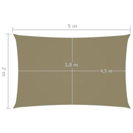 Pânză parasolar, bej, 2x5 m, țesătură oxford, dreptunghiular, 6 image