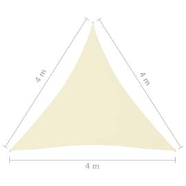 Pânză parasolar, crem, 4x4x4 m, țesătură oxford, triunghiular, 6 image