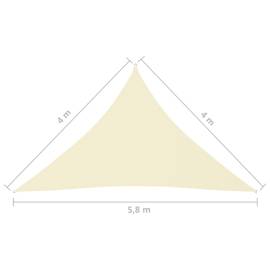 Pânză parasolar, crem, 4x4x5,8 m, țesătură oxford, triunghiular, 6 image