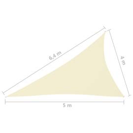 Pânză parasolar, crem, 4x5x6,4 m, țesătură oxford, triunghiular, 6 image