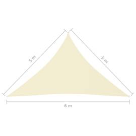 Pânză parasolar, crem, 5x5x6 m, țesătură oxford, triunghiular, 6 image