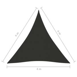 Parasolar, antracit, 4x4x4 m, țesătură oxford, triunghiular, 6 image