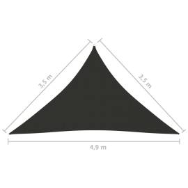 Parasolar, antracit 3,5x3,5x4,9 m țesătură oxford, triunghiular, 6 image