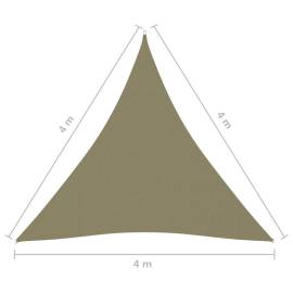 Parasolar, bej, 4x4x4 m, țesătură oxford, triunghiular, 6 image
