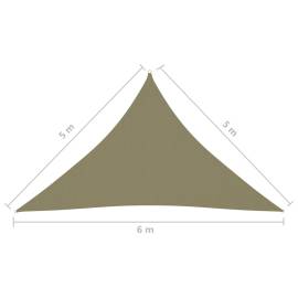 Parasolar, bej, 5x5x6 m, țesătură oxford, triunghiular, 6 image