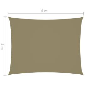 Parasolar, bej, 5x6 m, țesătură oxford, dreptunghiular, 6 image