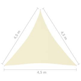 Parasolar, crem, 4,5x4,5x4,5 m, țesătură oxford, triunghiular, 6 image