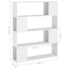 Bibliotecă/separator cameră, alb, 100x24x124 cm, 7 image