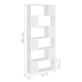 Bibliotecă/separator cameră, alb, 80x24x186 cm, pal, 7 image
