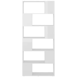 Bibliotecă/separator cameră, alb extralucios, 80x24x186 cm, pal, 5 image