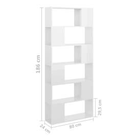 Bibliotecă/separator cameră, alb extralucios, 80x24x186 cm, pal, 7 image