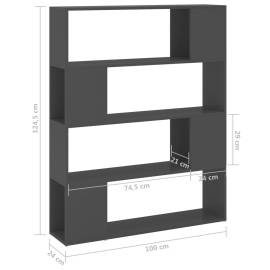 Bibliotecă/separator cameră, gri, 100x24x124 cm, 7 image