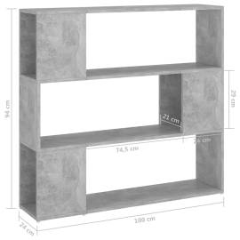 Bibliotecă/separator cameră, gri beton, 100x24x94 cm, 7 image