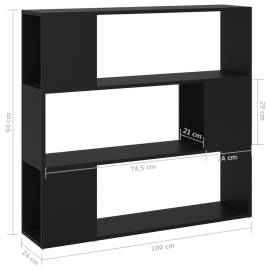 Bibliotecă/separator cameră, negru, 100x24x94 cm, 7 image