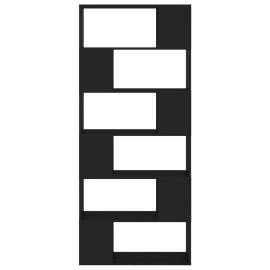 Bibliotecă/separator cameră, negru, 80x24x186 cm, pal, 5 image