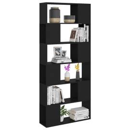 Bibliotecă/separator cameră, negru, 80x24x186 cm, pal, 3 image