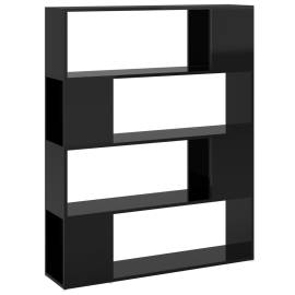 Bibliotecă/separator cameră, negru extralucios, 100x24x124 cm, 2 image