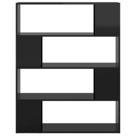 Bibliotecă/separator cameră, negru extralucios, 100x24x124 cm, 5 image