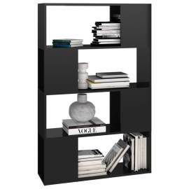 Bibliotecă/separator cameră, negru extralucios, 80x24x124,5 cm, 4 image