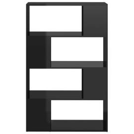 Bibliotecă/separator cameră, negru extralucios, 80x24x124,5 cm, 5 image