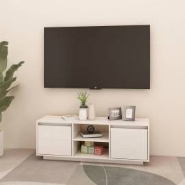 Comodă tv, alb, 110x30x40 cm, lemn masiv de pin, 3 image
