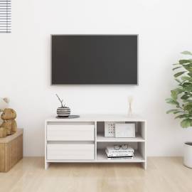 Comodă tv, alb, 80x31x39 cm, lemn masiv de pin, 3 image