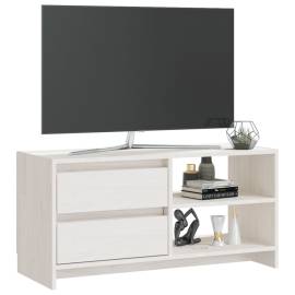 Comodă tv, alb, 80x31x39 cm, lemn masiv de pin, 4 image