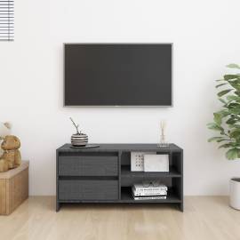 Comodă tv, gri, 80x31x39 cm, lemn masiv de pin, 3 image